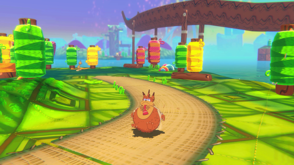 Bubsy following a path