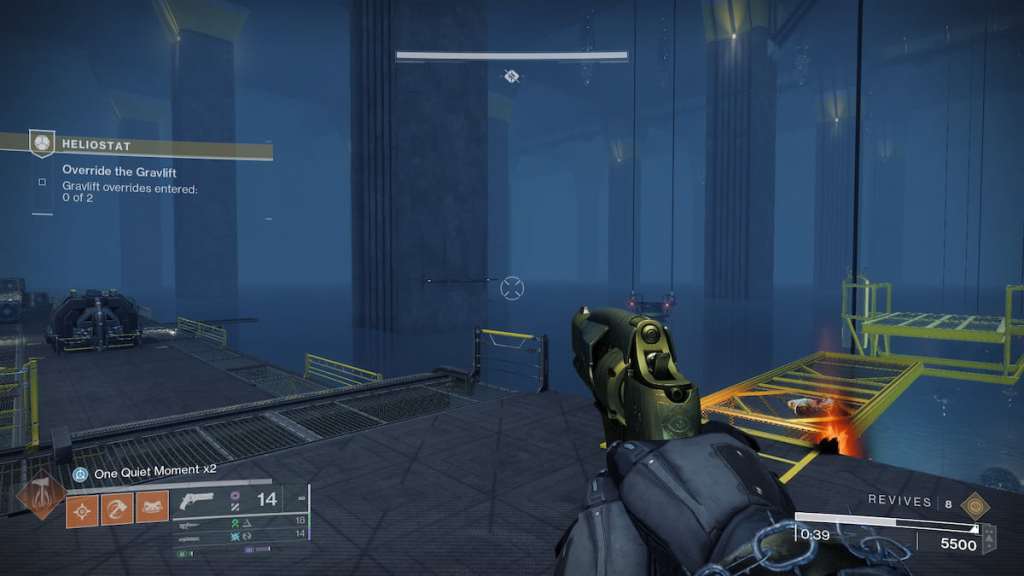 A guardian finds a ledge leading to a computer terminal required for a catalyst puzzle.