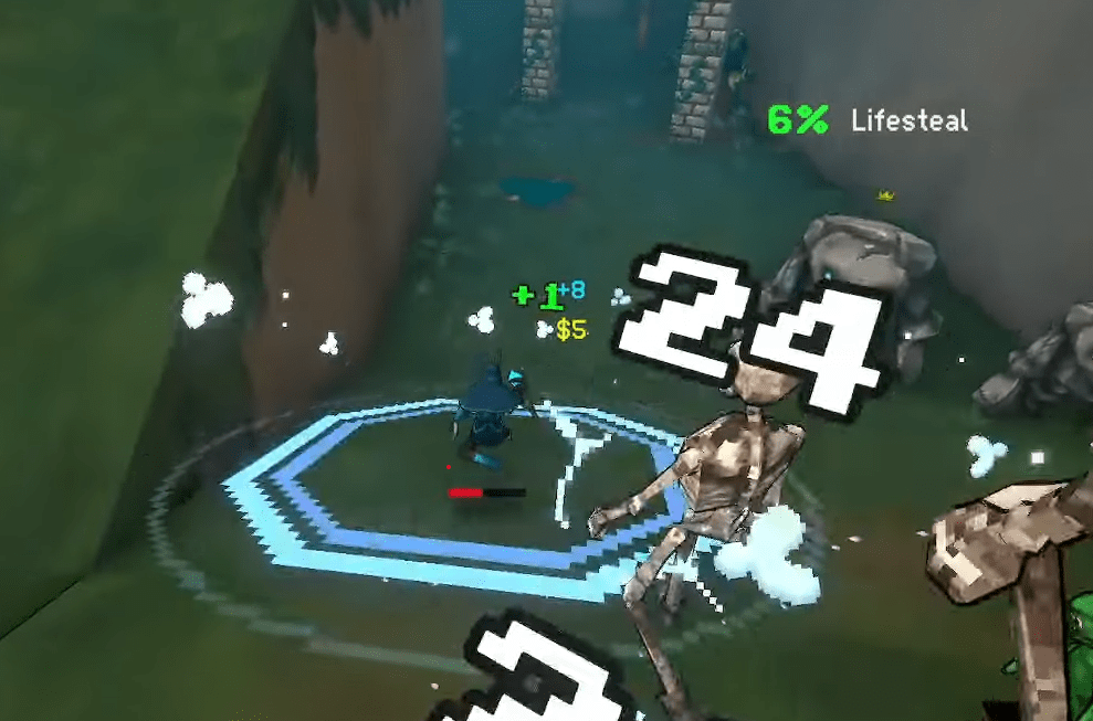 Noelle fighting enemies in Megabonk