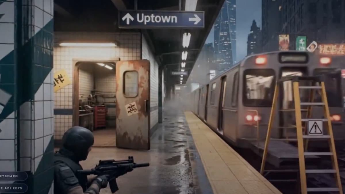 A fully AI generated game showing a shootout in a subway.