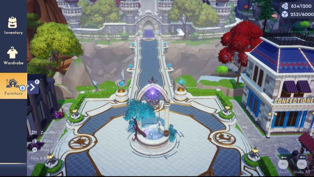 Hovering over the dream castle to change it in ddv