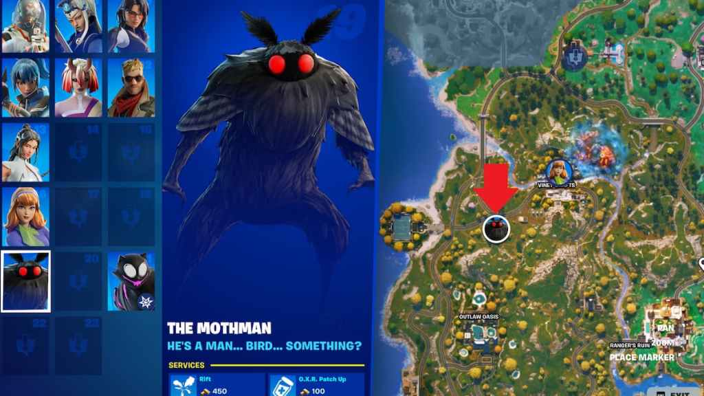 mothman luggage thief marked in fortnite