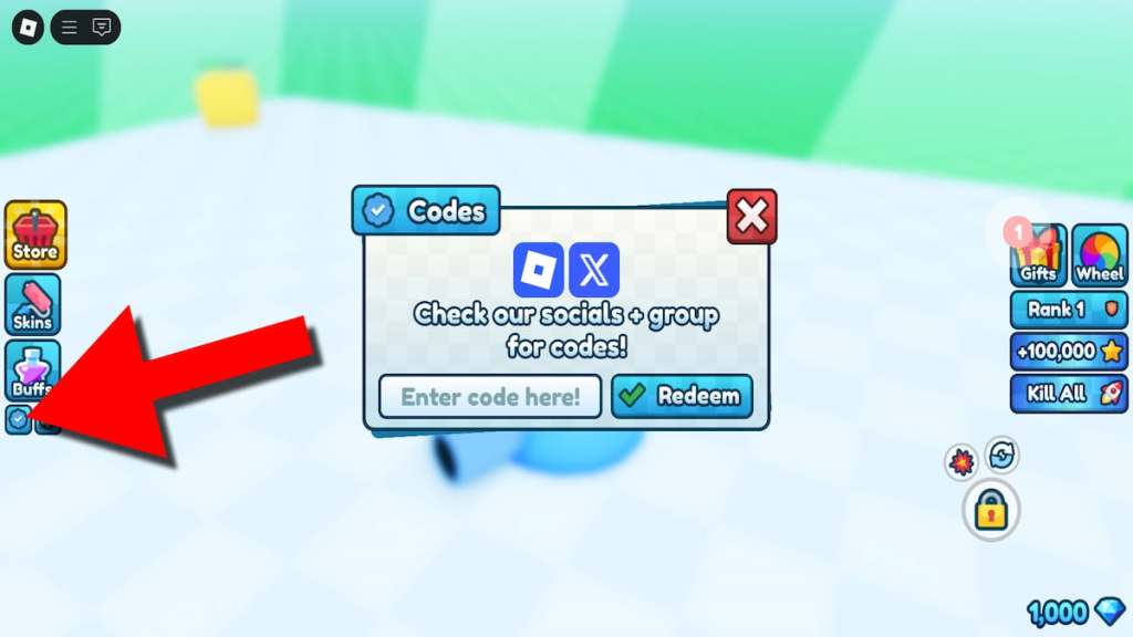 How to redeem codes in Tank Game.