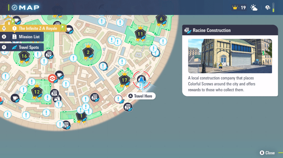 Racine Construction location in Legends ZA