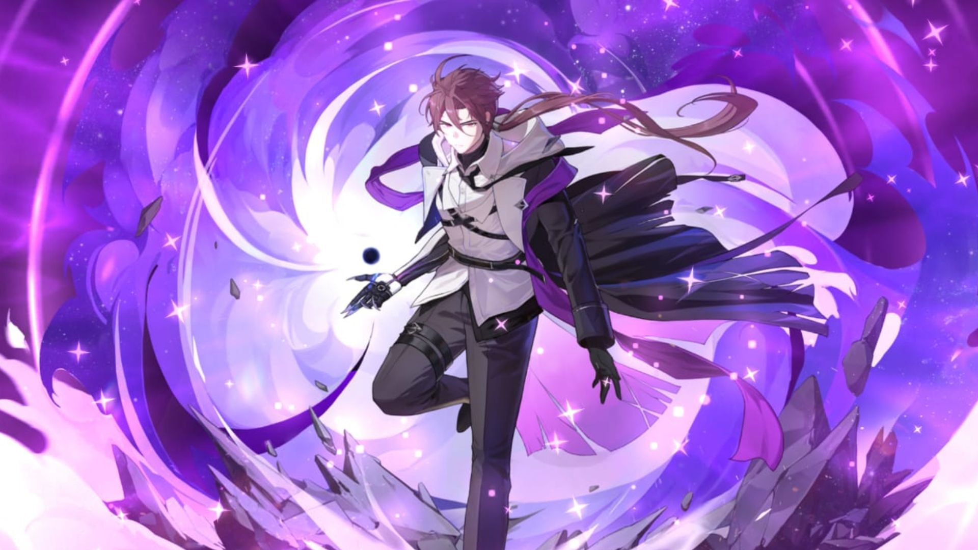 Kayron on a purple background in attack pose in his keyart