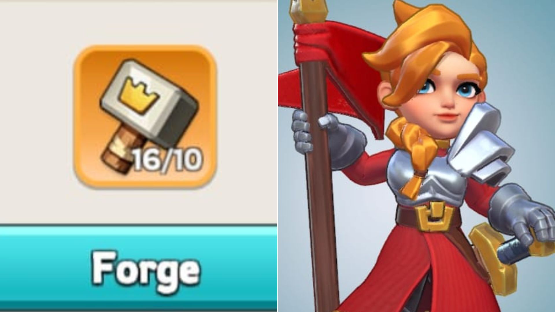 The Forgehammer on the left and Jabel posing on the right in Kingshot