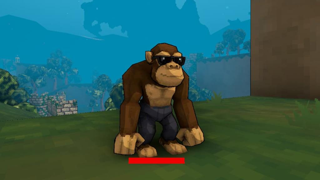 A monkey with shades sitting in Megabonk.