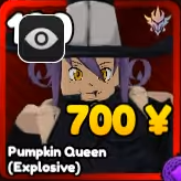 Pumpkin Queen (Explosive) unit from Anime Rangers X Roblox experience.