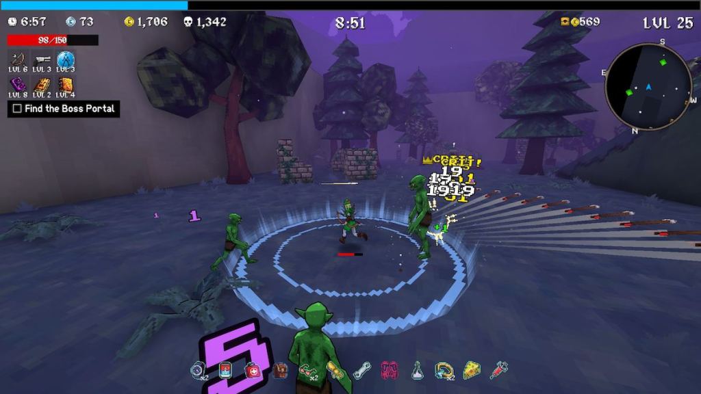 Robinette using the Bow and Revolver combo in Forest Tier 2.