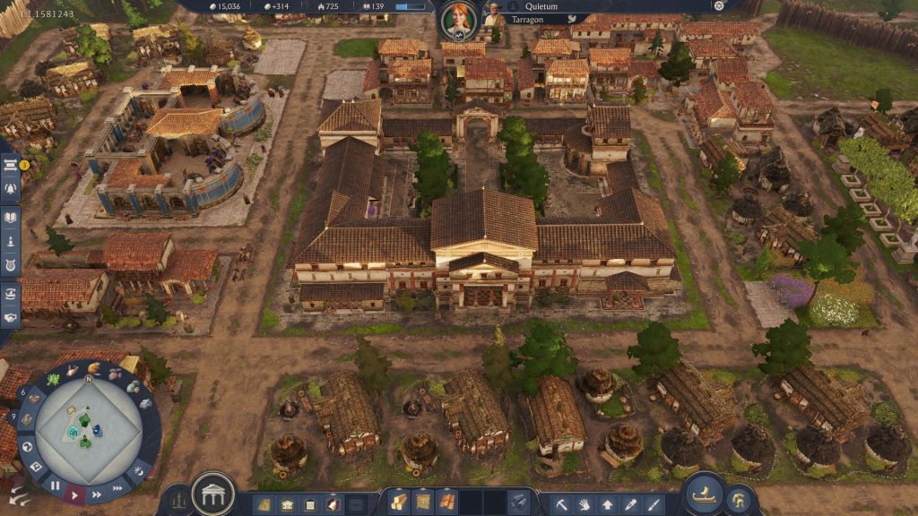 Assets of roads, town houses, a villa, and other buildings in Anno 117.