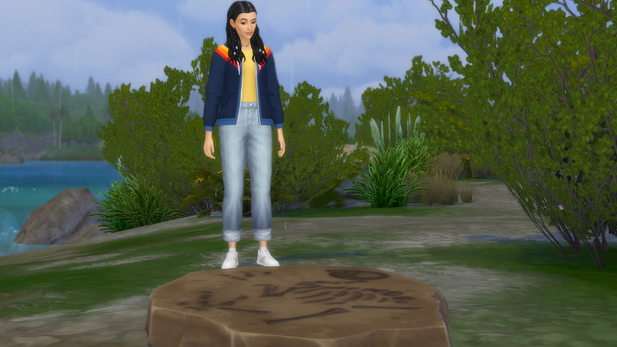 Standing over a plumbird fossil in the sims 4