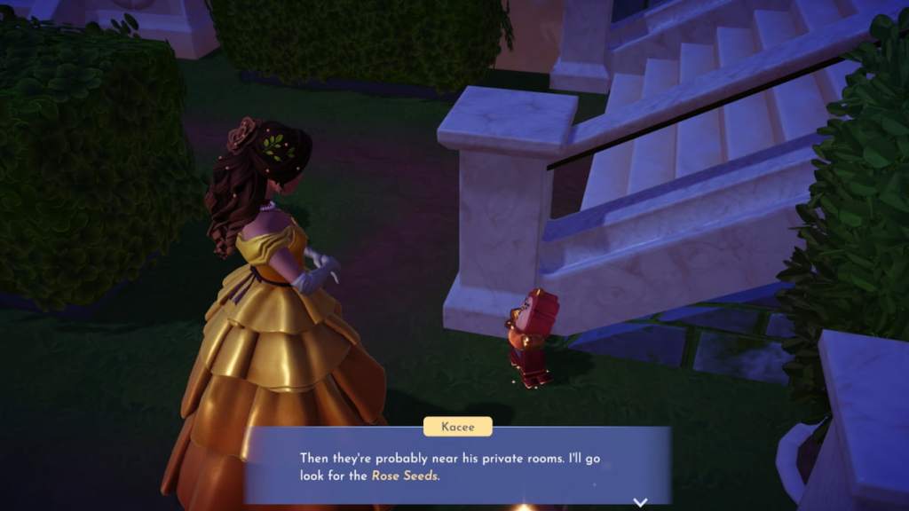 Talking to cogsworth about rose seeds in DDV