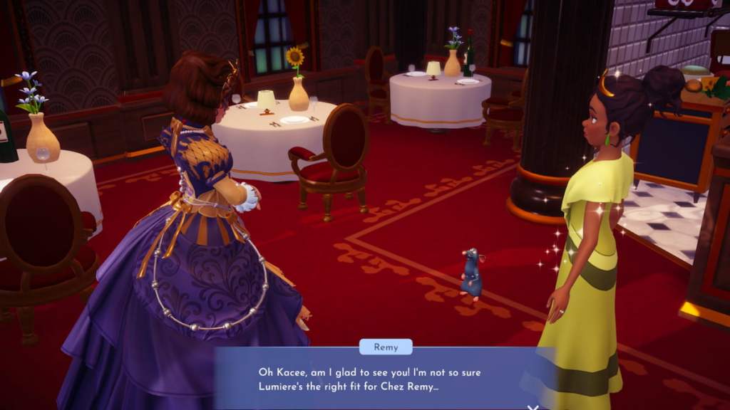 Talking to remy and tiana in disney dreamlight valley