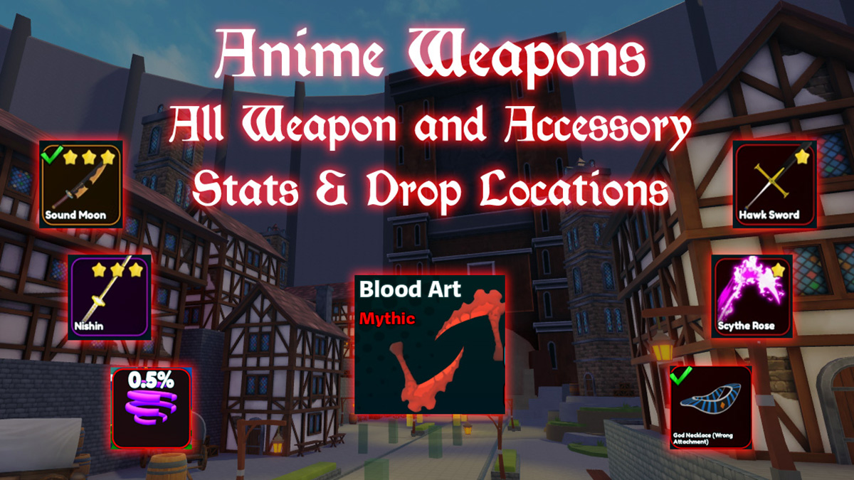 all weapons and accessories in anime weapons