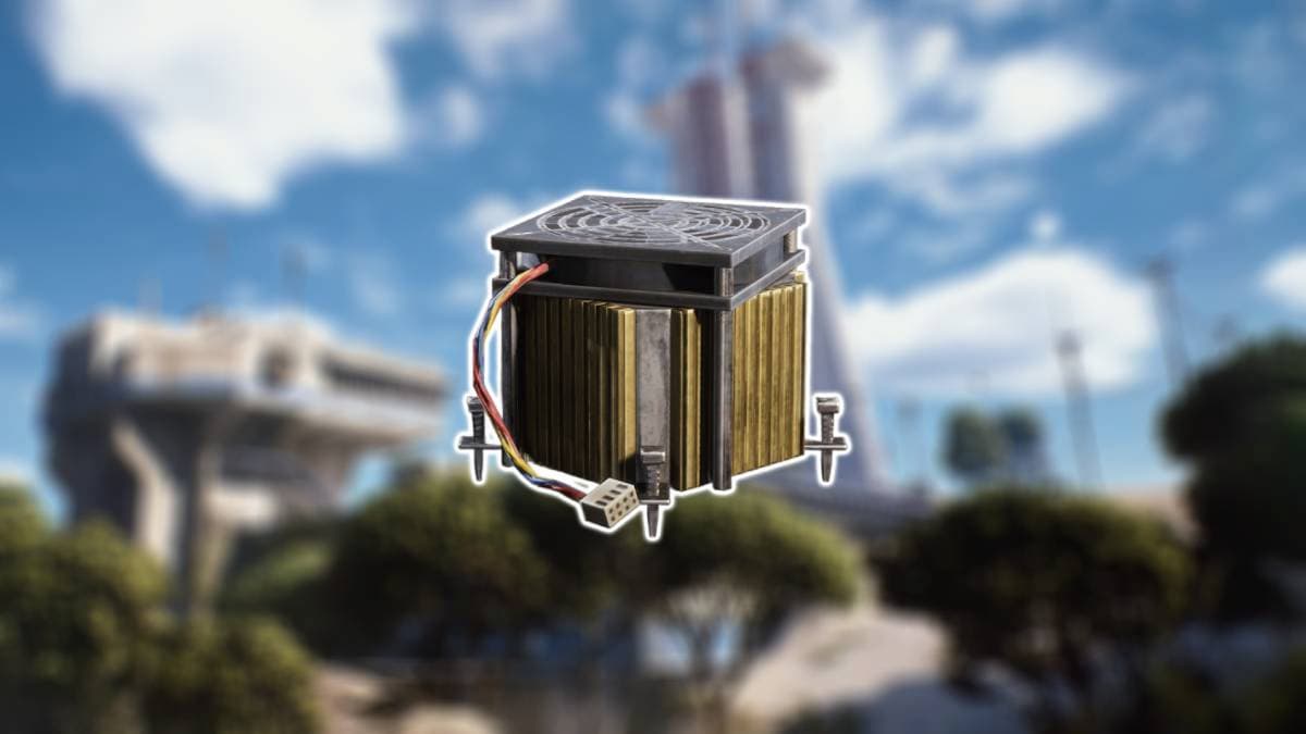 A Damaged Heat Sink overlaid over an image of the Spaceport map in ARC Raiders.