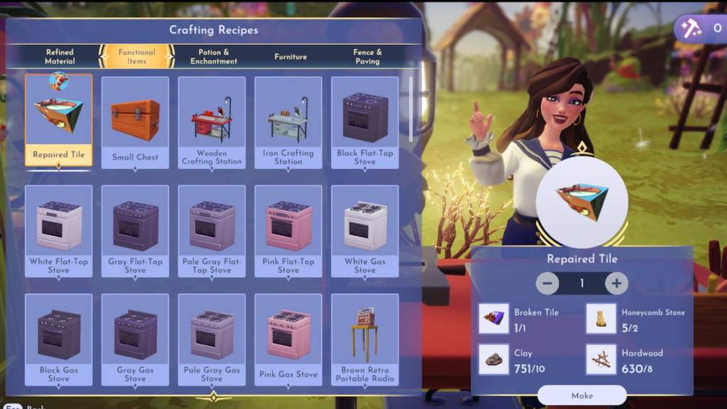 Crafting repaired tile in disney dreamlight valley