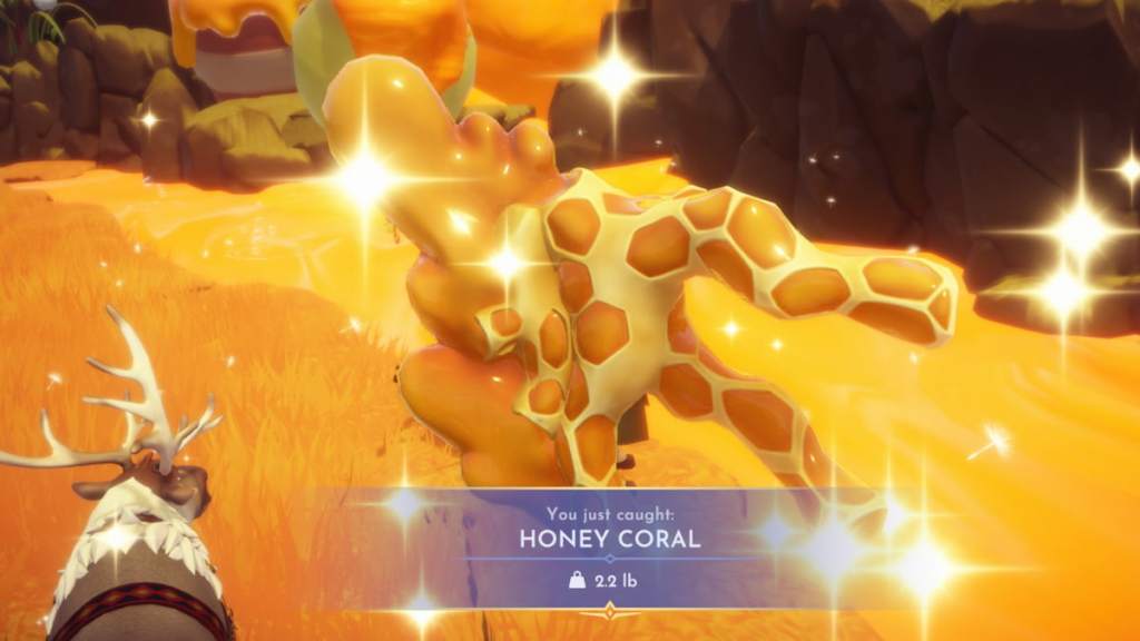 catching honey coral in disney dreamlight valley. 