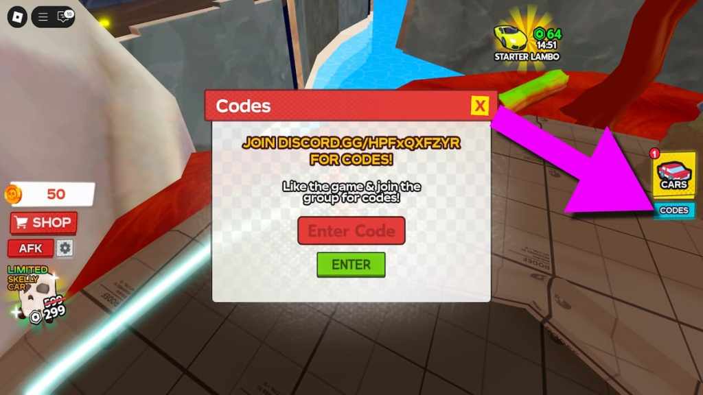 How to redeem codes in Cars vs Trucks. 