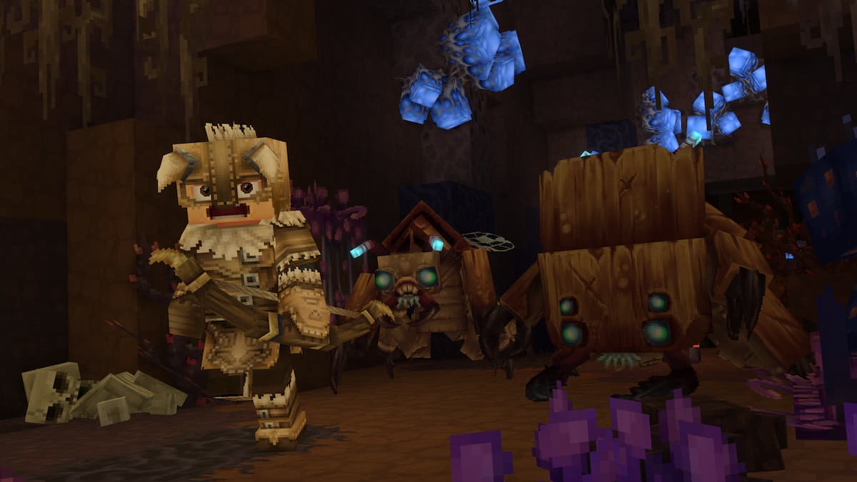 A character running away from a monster in Hytale.
