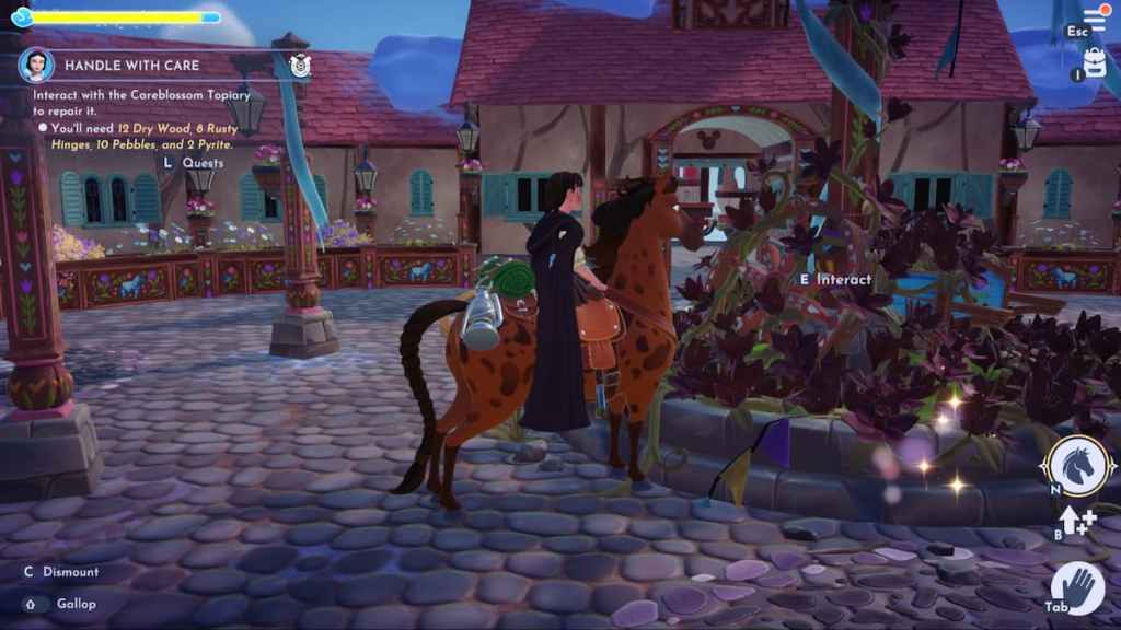 interacting with topiary to fix it in disney dreamlight valley