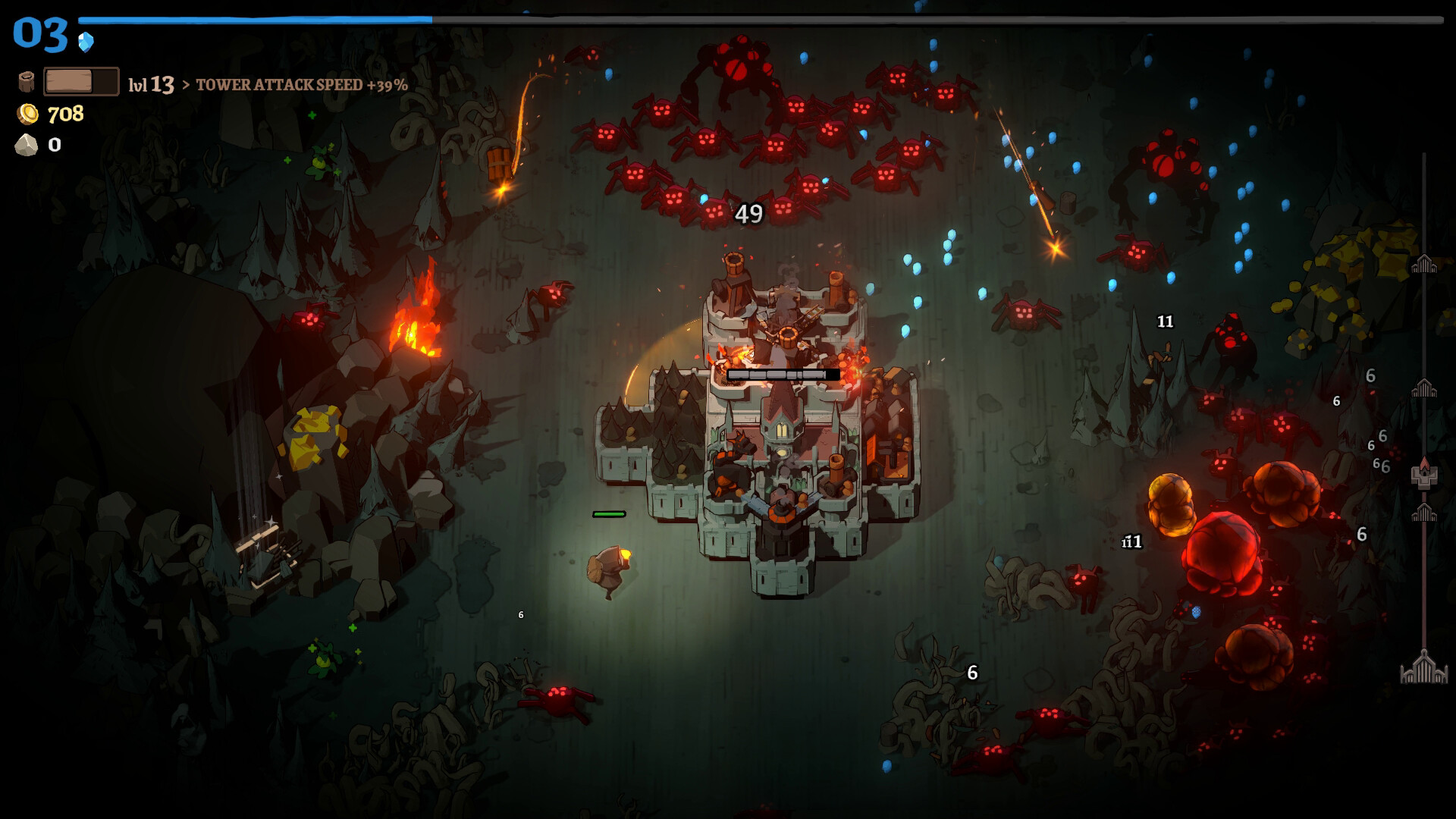 Players fighting a horde of spiders in Monsters are Coming!