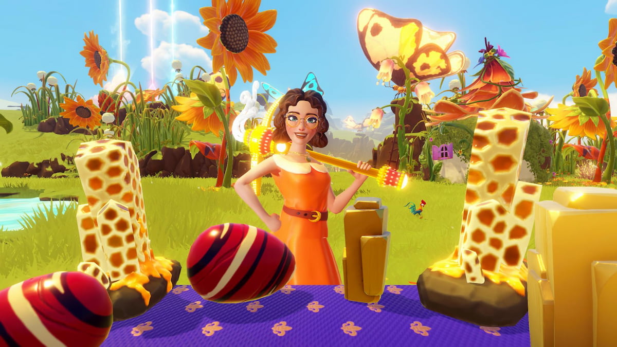 Standing behind wishblossom ranch gem table in disney dreamlight valley