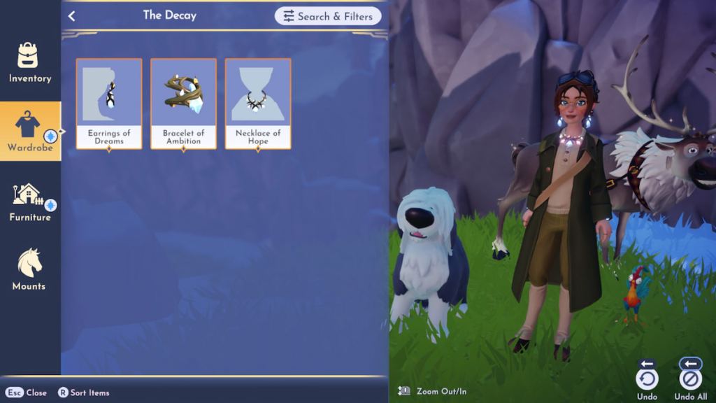 Putting on accessories in the decay quest in disney dreamlight valley