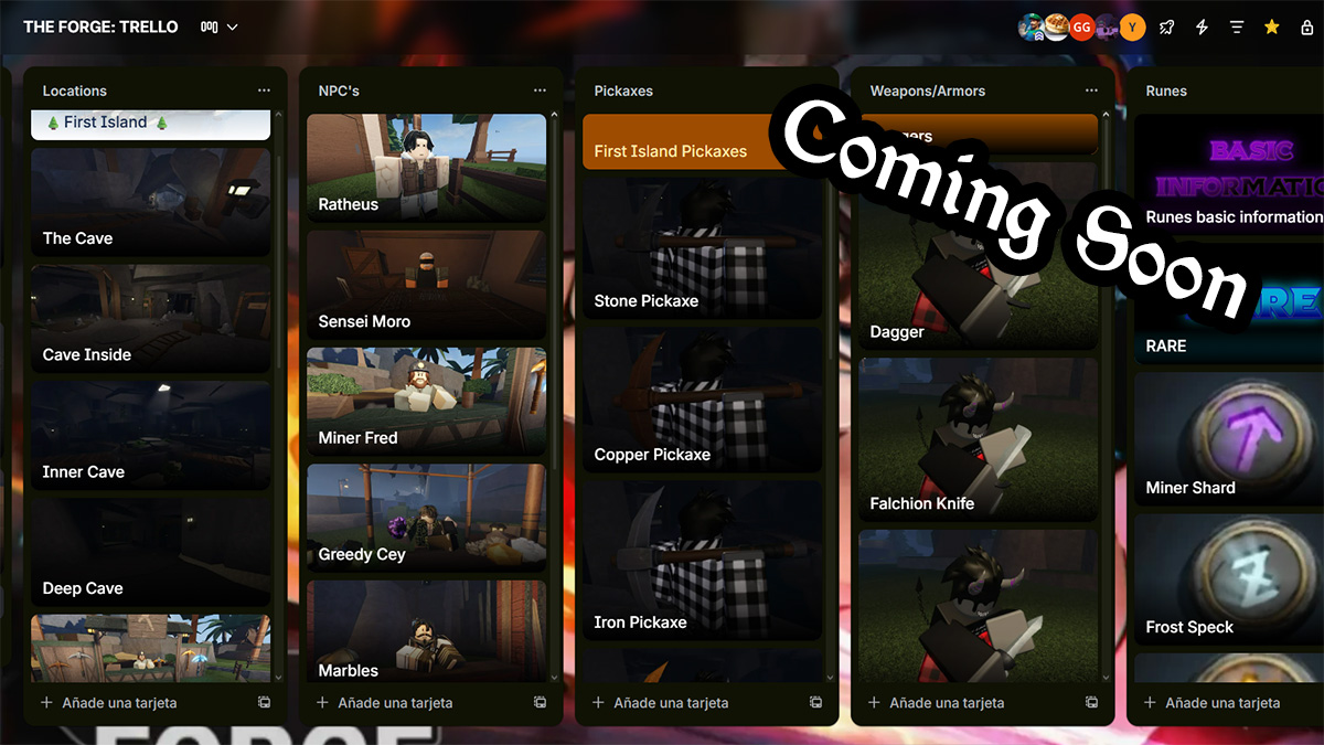 the forge trello board