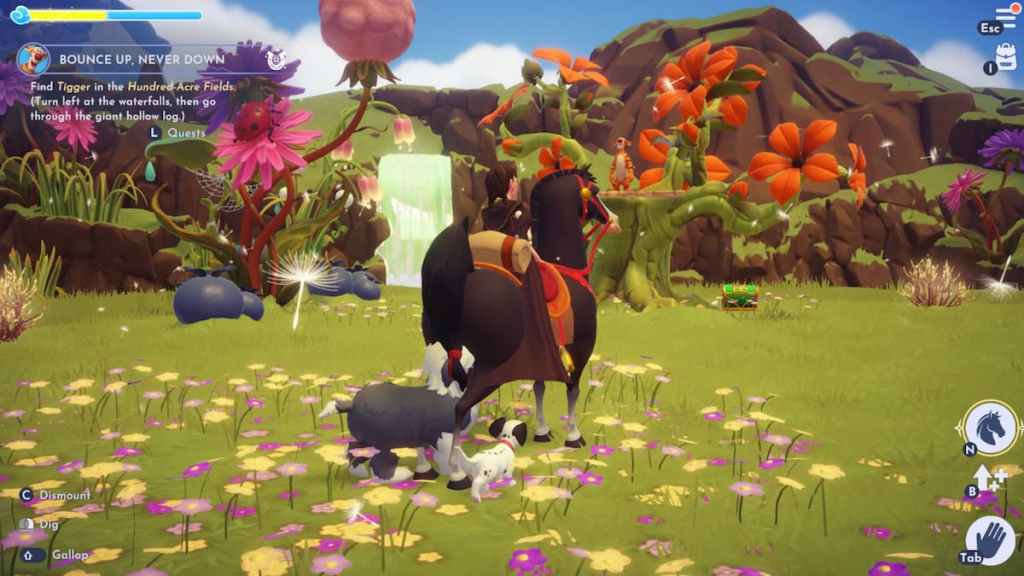 Looking at Tigger in tree in disney dreamlight valley