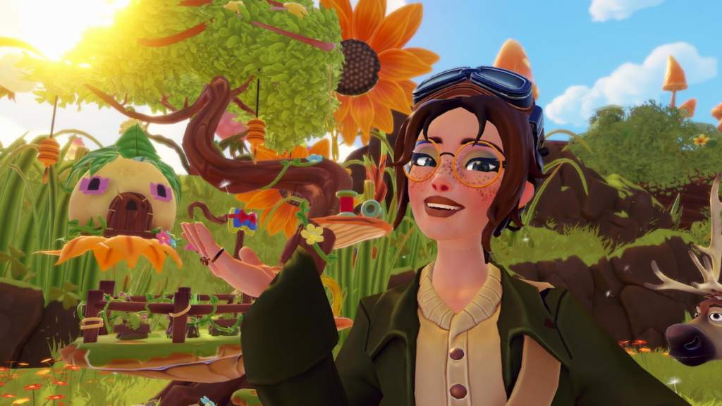 Taking a picture with tinker bell's house in disney dreamlight valley