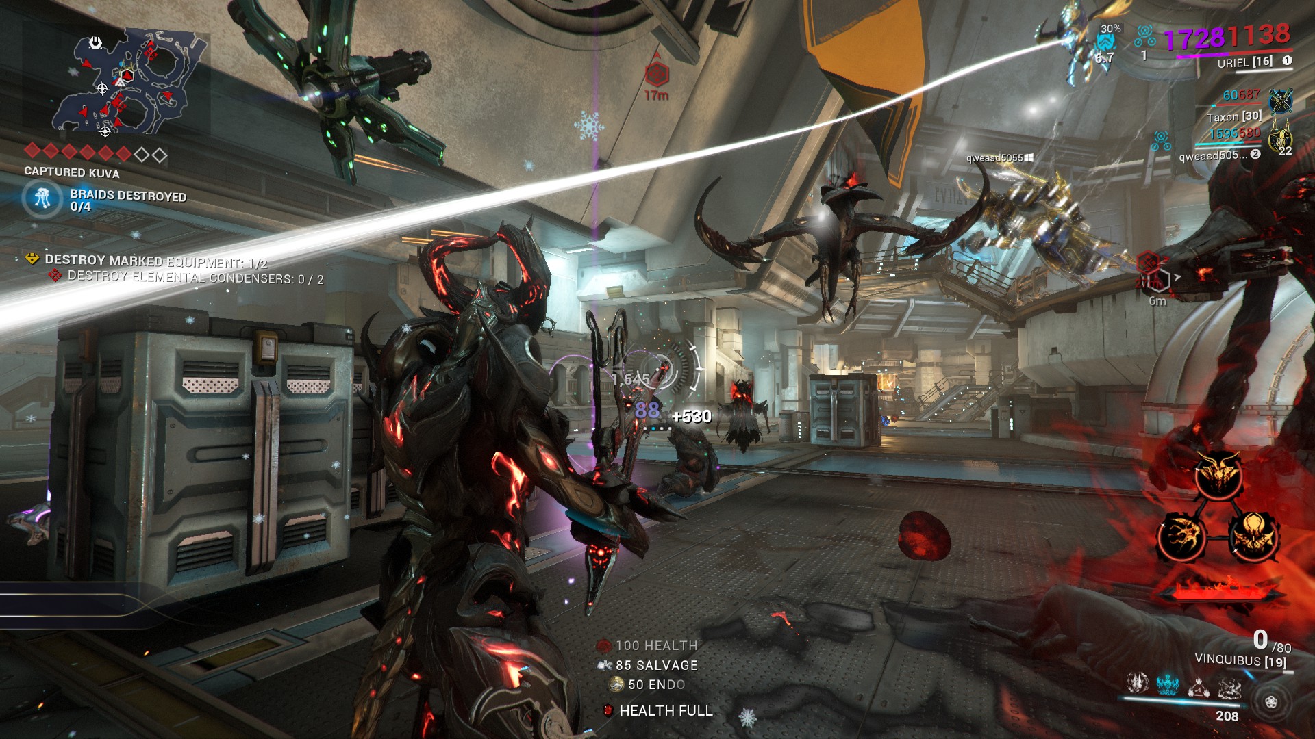 Uriel in action in Warframe