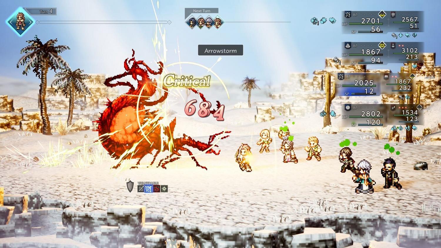 A bowman uses an attack against a giant bug with many legs.