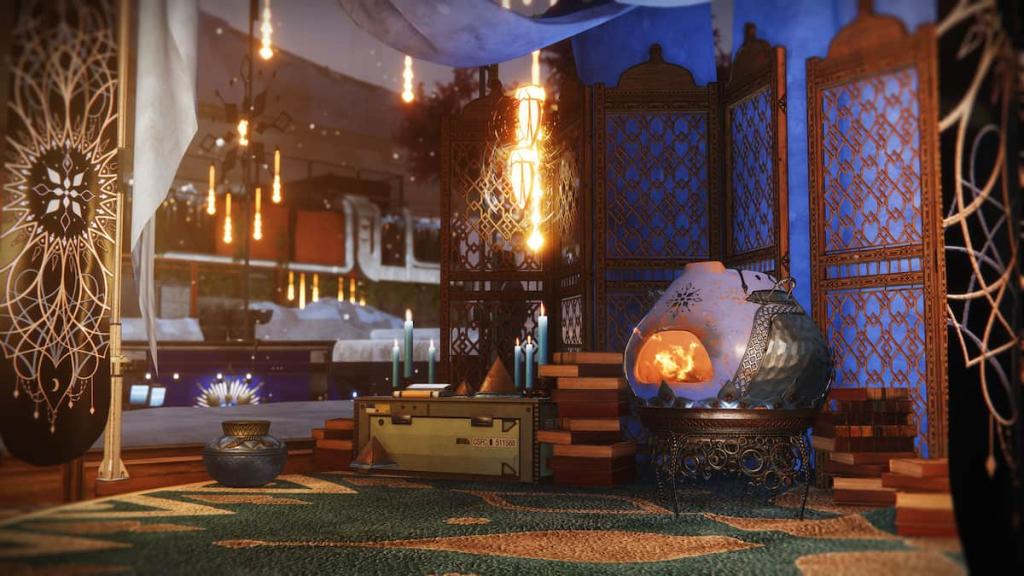 Eva Levante's holiday oven in the Tower, as seen in promotional art for the Dawning in Destiny 2.