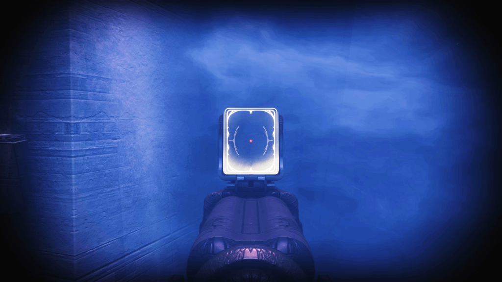 An overexposed photo of a guardian aiming at a hard-to-see ledge in Fire and Ice in Destiny 2.