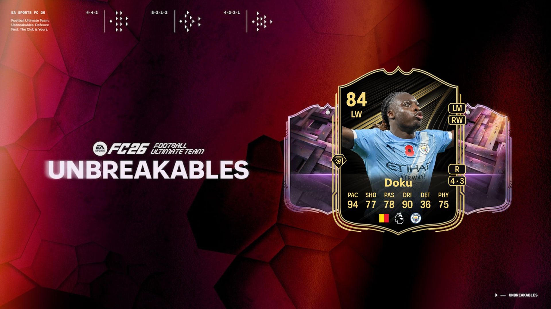 Jeremy Doku TOTW item in FC 26