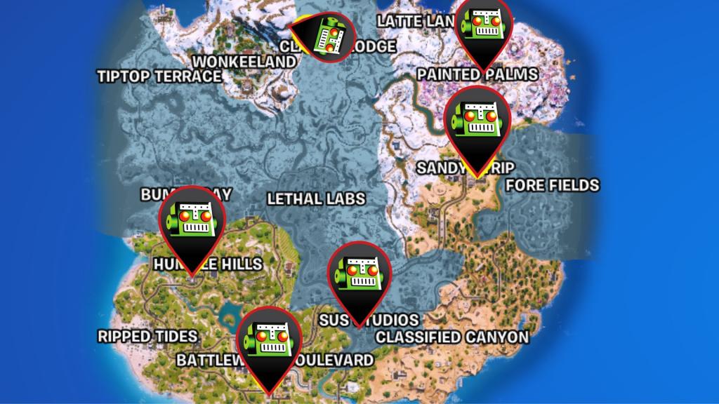 Whiplash Time Machine locations in Fortnite