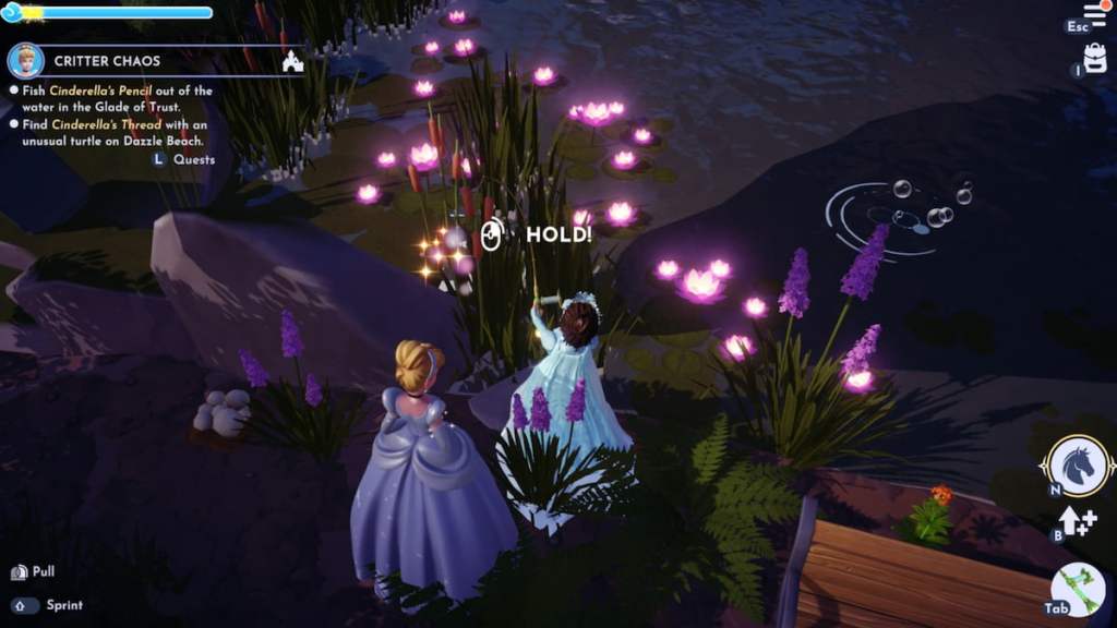Fishing up cinderella's pencil in disney dreamlight valley