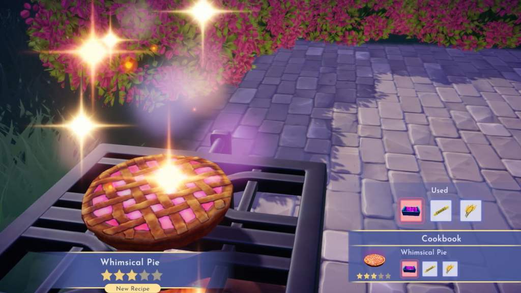 Cooked whimsical pie in disney dreamlight valley