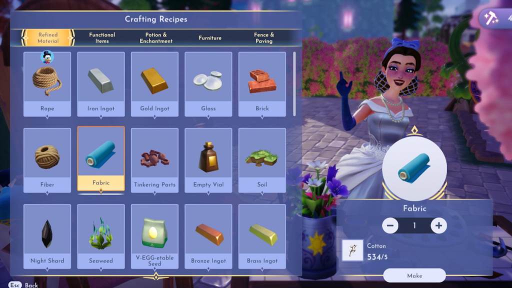 crafting fabric in disney dreamlight valley