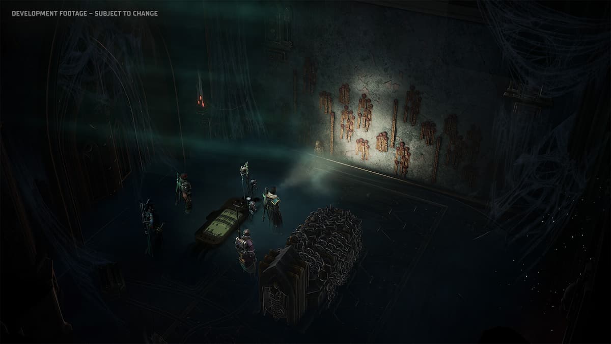 A dark room in Warhammer 40K: Dark Heresy.
