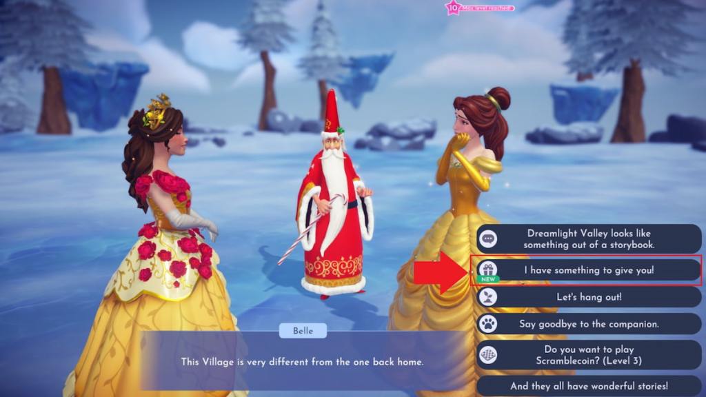 Giving gift in disney dreamlight valley