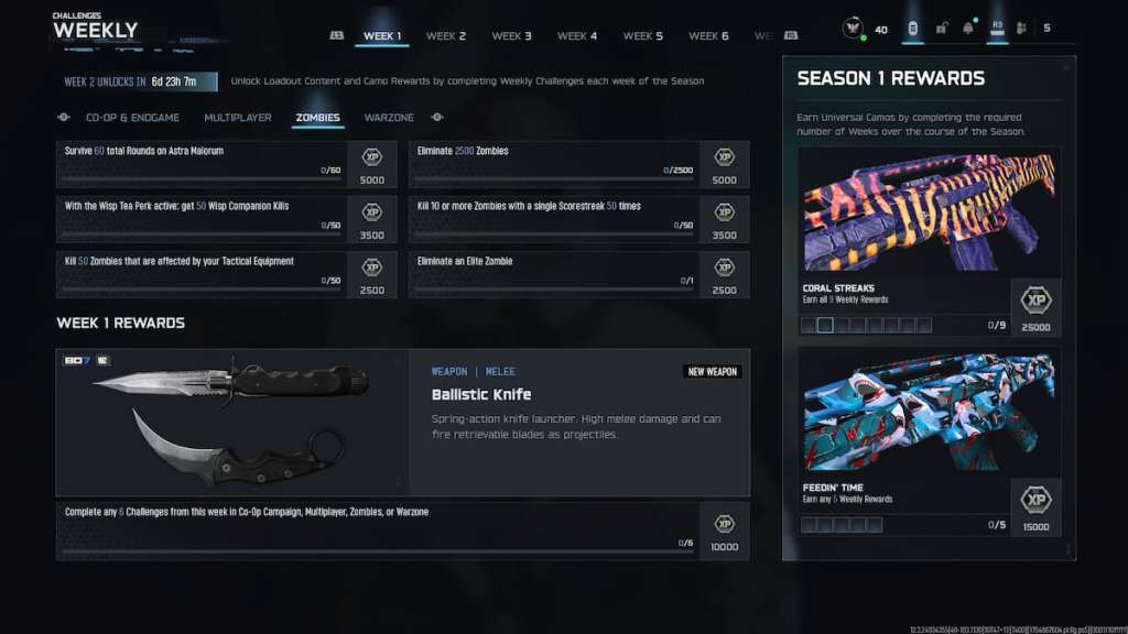 BO7 week one challenges season one