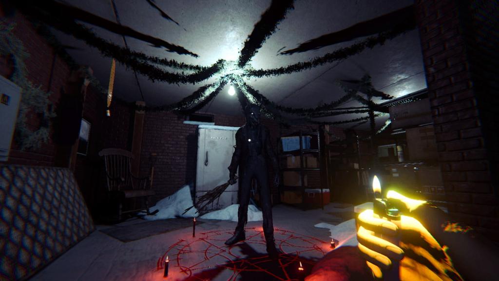 Krampus standing in a summoning circle in phasmophobia