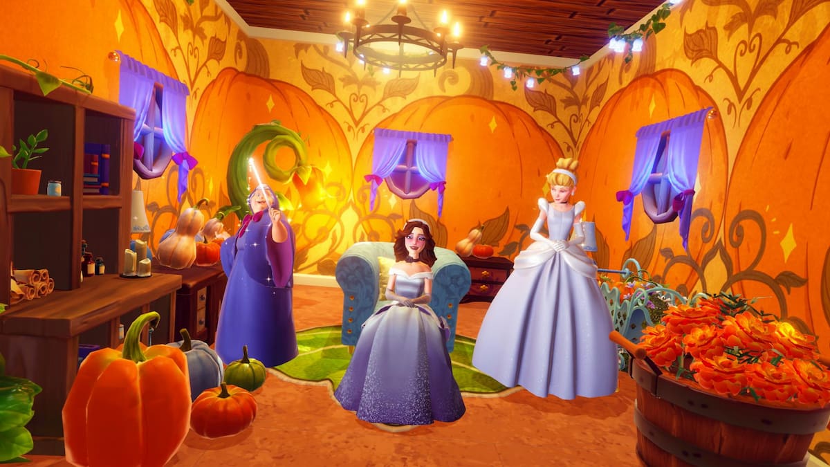 Sitting in fairy godmother's pumpkin house in disney dreamlight valley