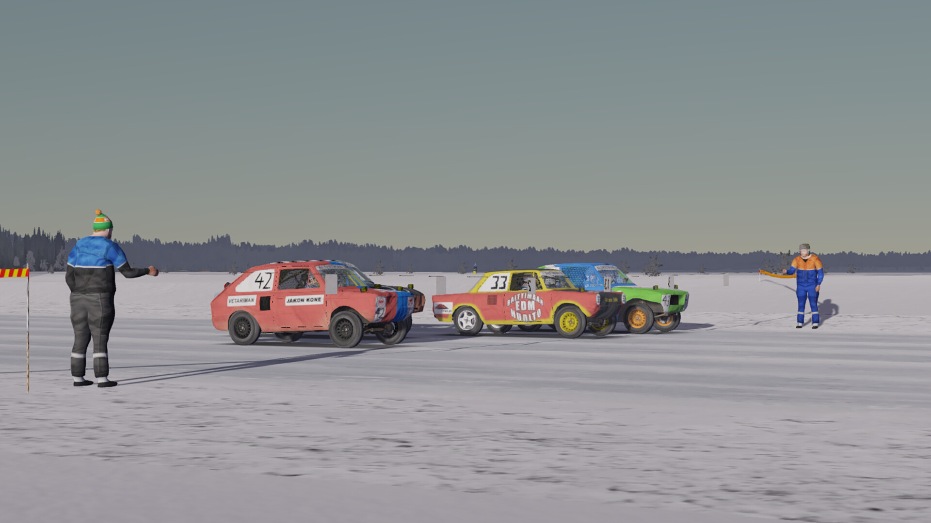 Cars racing in My Winter Car