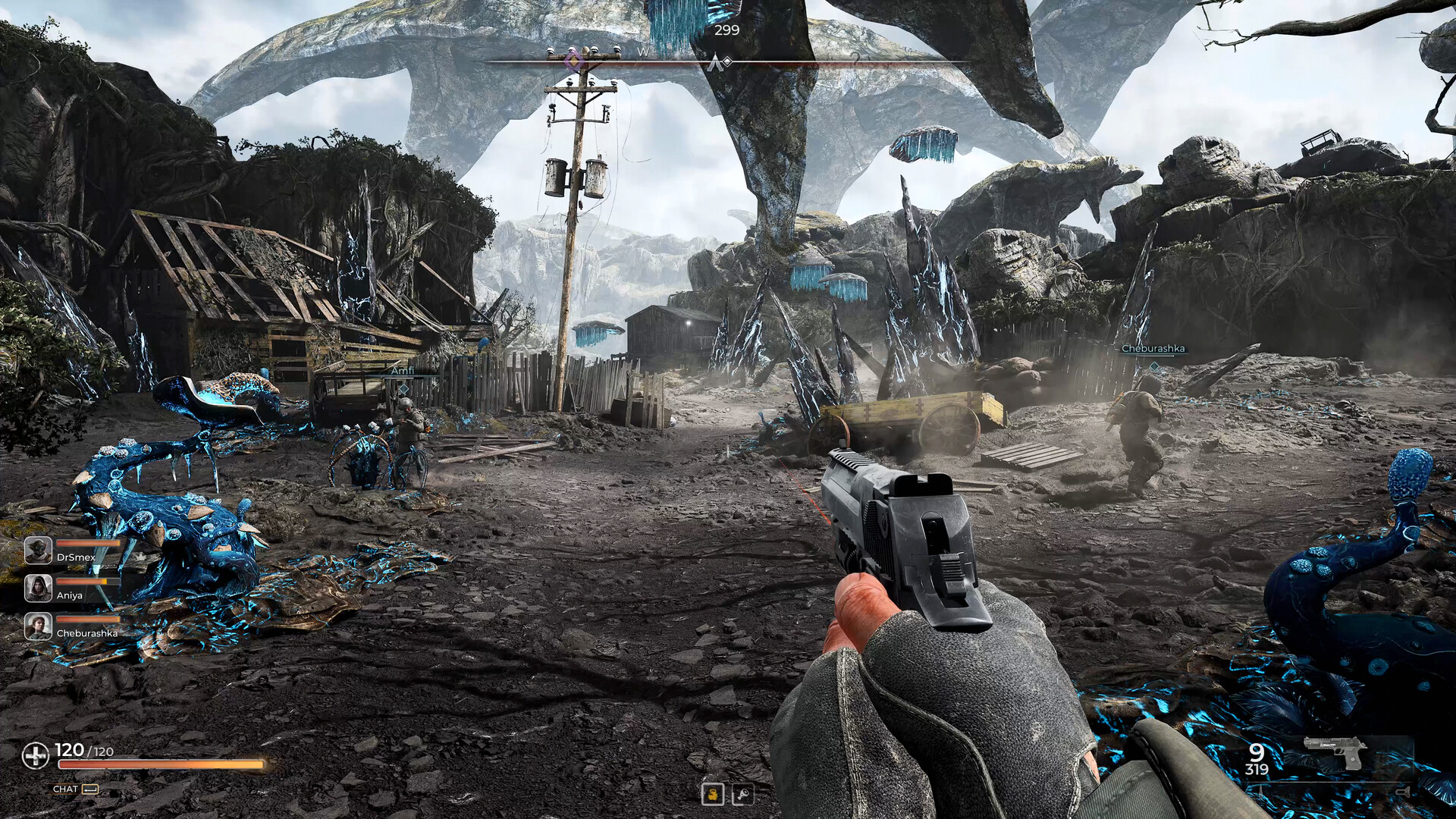Players shooting enemies in Pioner