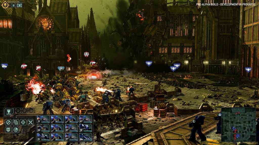 A massive battle in a hive city in Warhammer 40K: Total War.