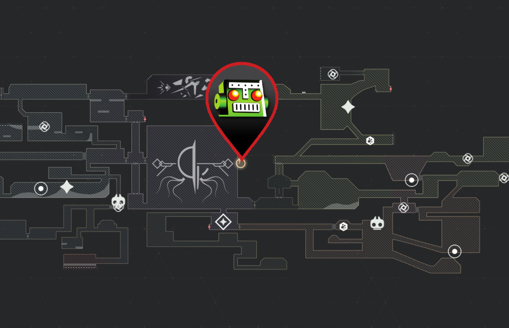 A map from Mio: Memories in Orbit showing the location of the Aviaries door.