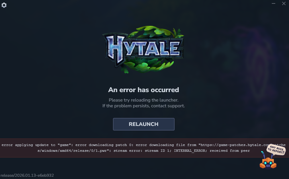 Hytale download failed error