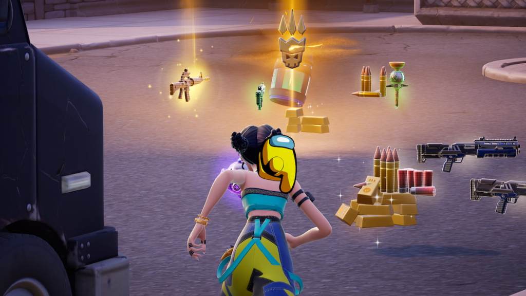 Running toward boss medallion in fortnite